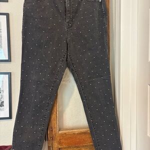 Madewell Black Straight Leg Jeans with Polka Dots